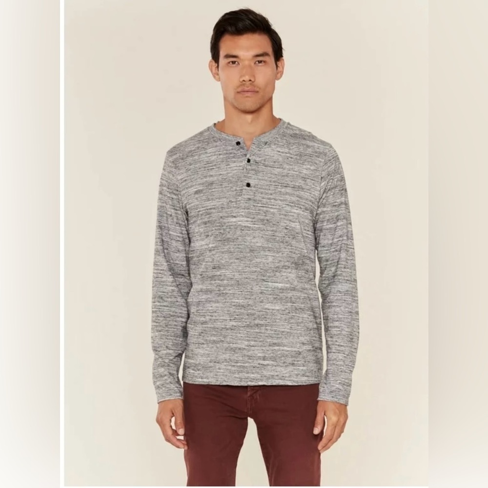 Scotch & Soda Men’s Grey Classic Long Sleeve Grandad Henley Shirt Size XXL